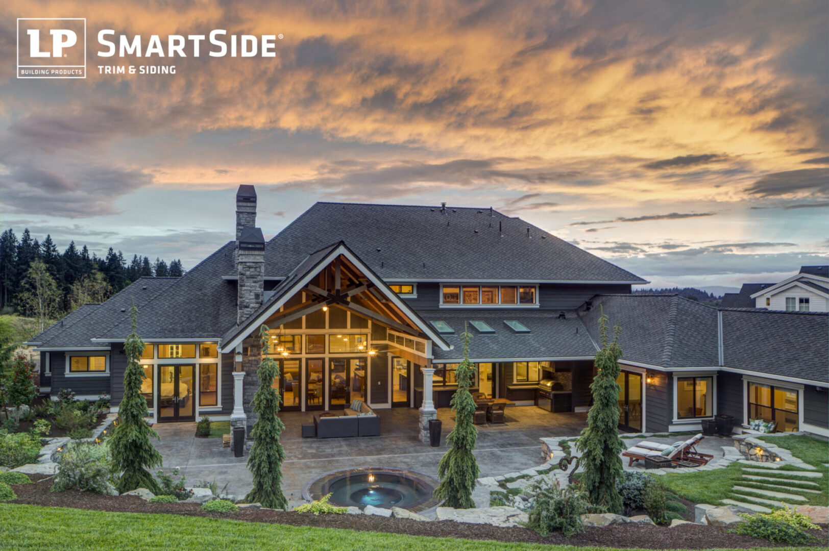 LP_Assets_HighRes High res - two-story large grey house at sunset - DOWNLOAD OR SHARE