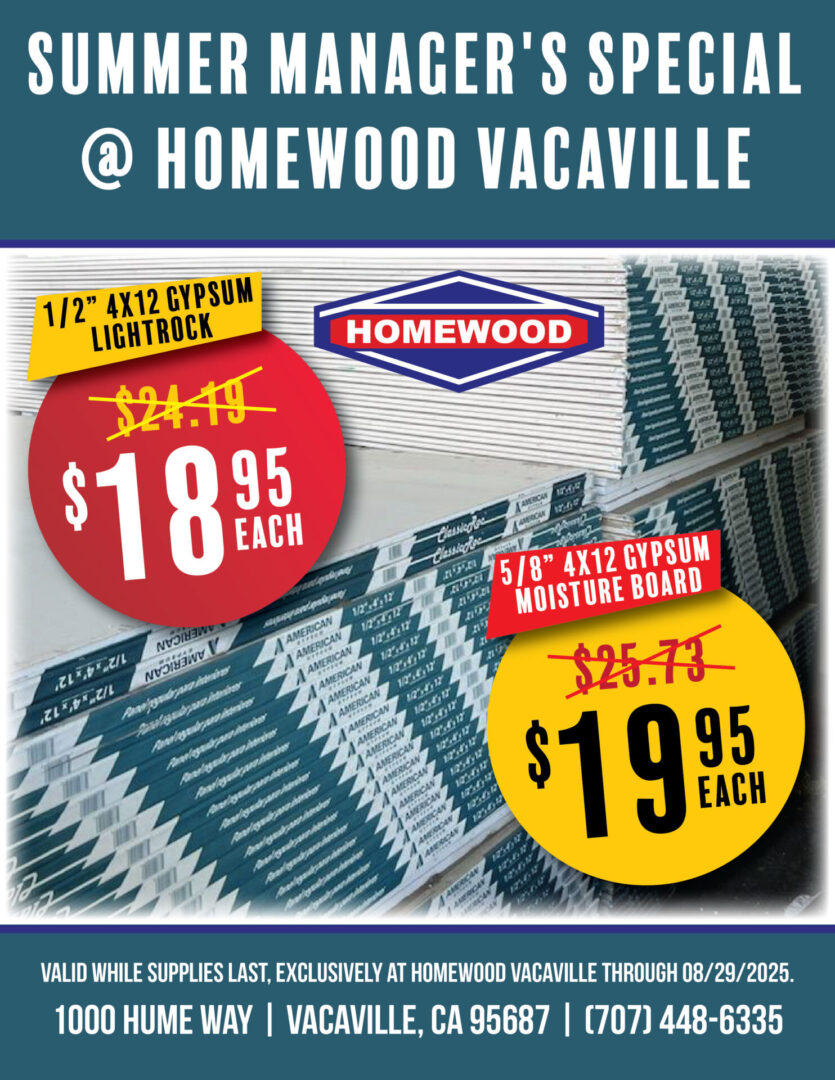 Valid at Homewood Vacaville while supplies last through 08/29/25. 