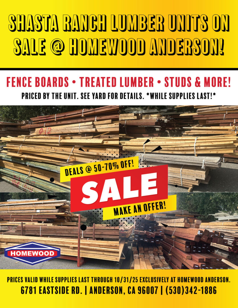 AN Cull Ranch Lumber Sale 09.2025_RGB Valid exclusively at Homewood Anderson while supplies last through 10/31/25.